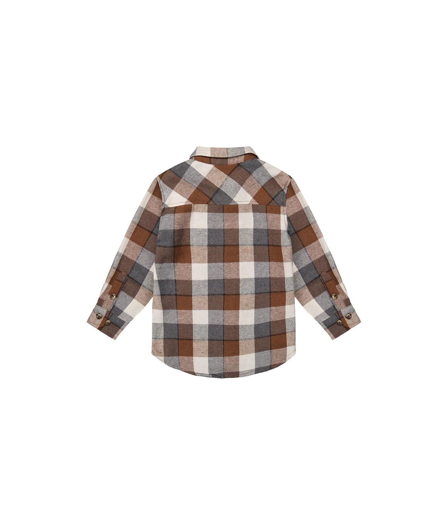 Рубашка Deux par Deux Flannel Shirt для мальчиков-малышей, цвет: Серый / Бежевый — фото 6