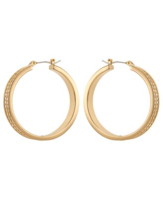 Gold-Tone Crystal Stone Hoop Earrings