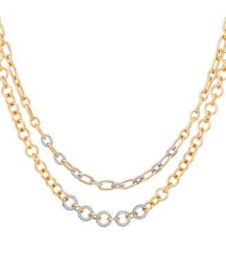 Gold-Tone Crystal Stone Toggle Necklace