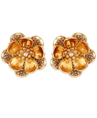 Gold-Tone Crystal Stone Oversized Stud Earrings