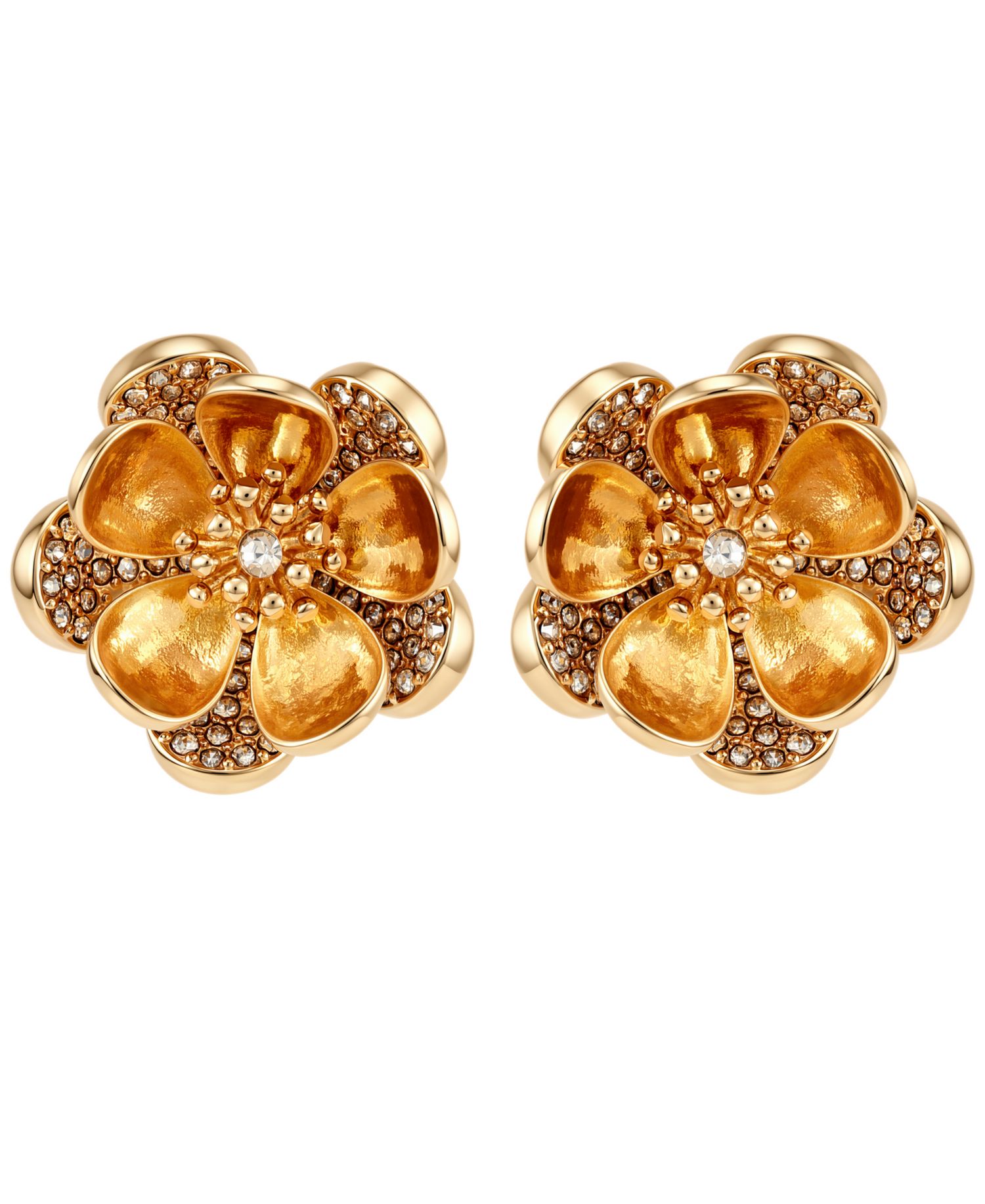 Gold-Tone Crystal Stone Oversized Stud Earrings