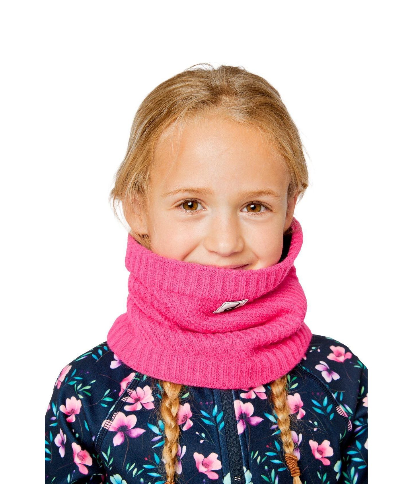 Deux par Deux Big Girl 7-16 Winter Knit Neckwarmer, цвет: Яркий розовый — фото 2