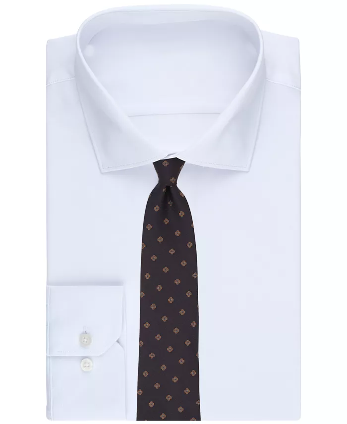 Men's Spaced Foulard Floral Pattern Classic Tie - thumbnail 3