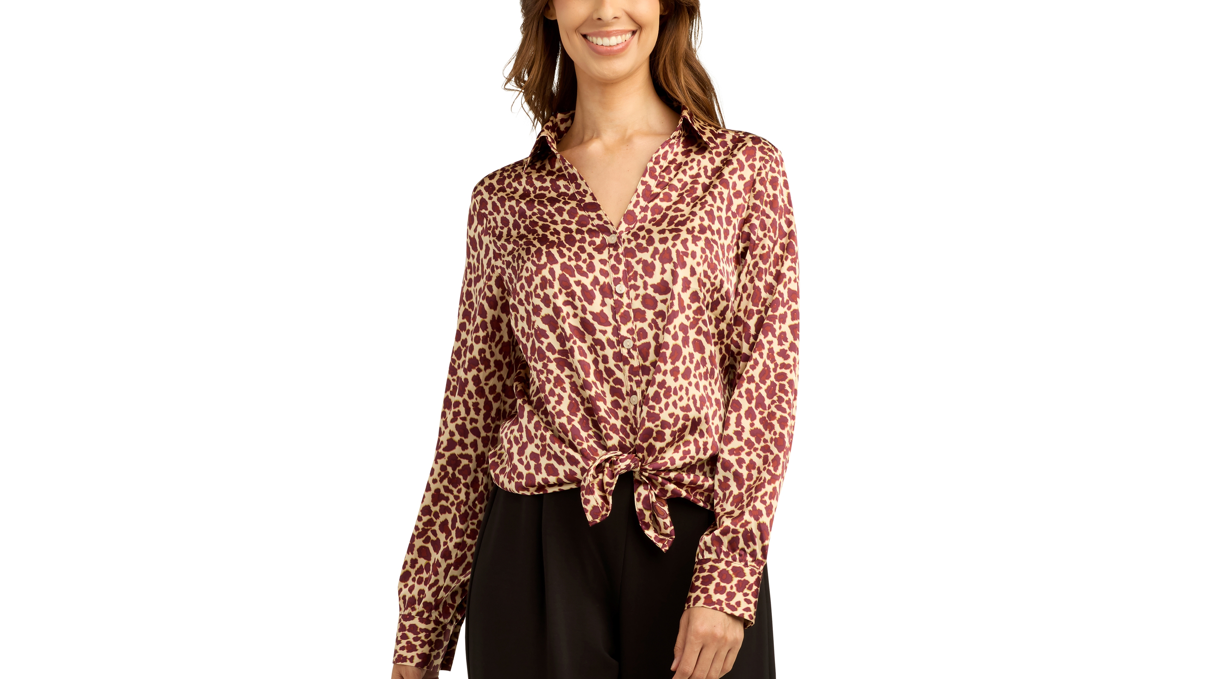 Bcx Juniors' Printed Satin Collared Button-Up Shirt