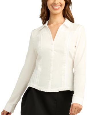 Juniors' Poplin Collared Button-Up Shirt