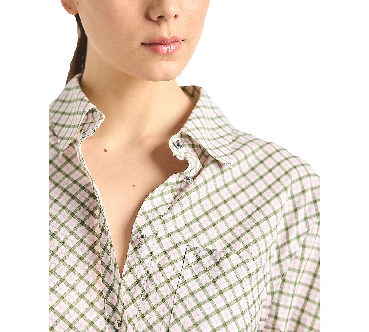 Derek Lam 10 Crosby Women's Delaney Mini Check Shirting Open Back Dress view 3 — MAYCSS fashion products