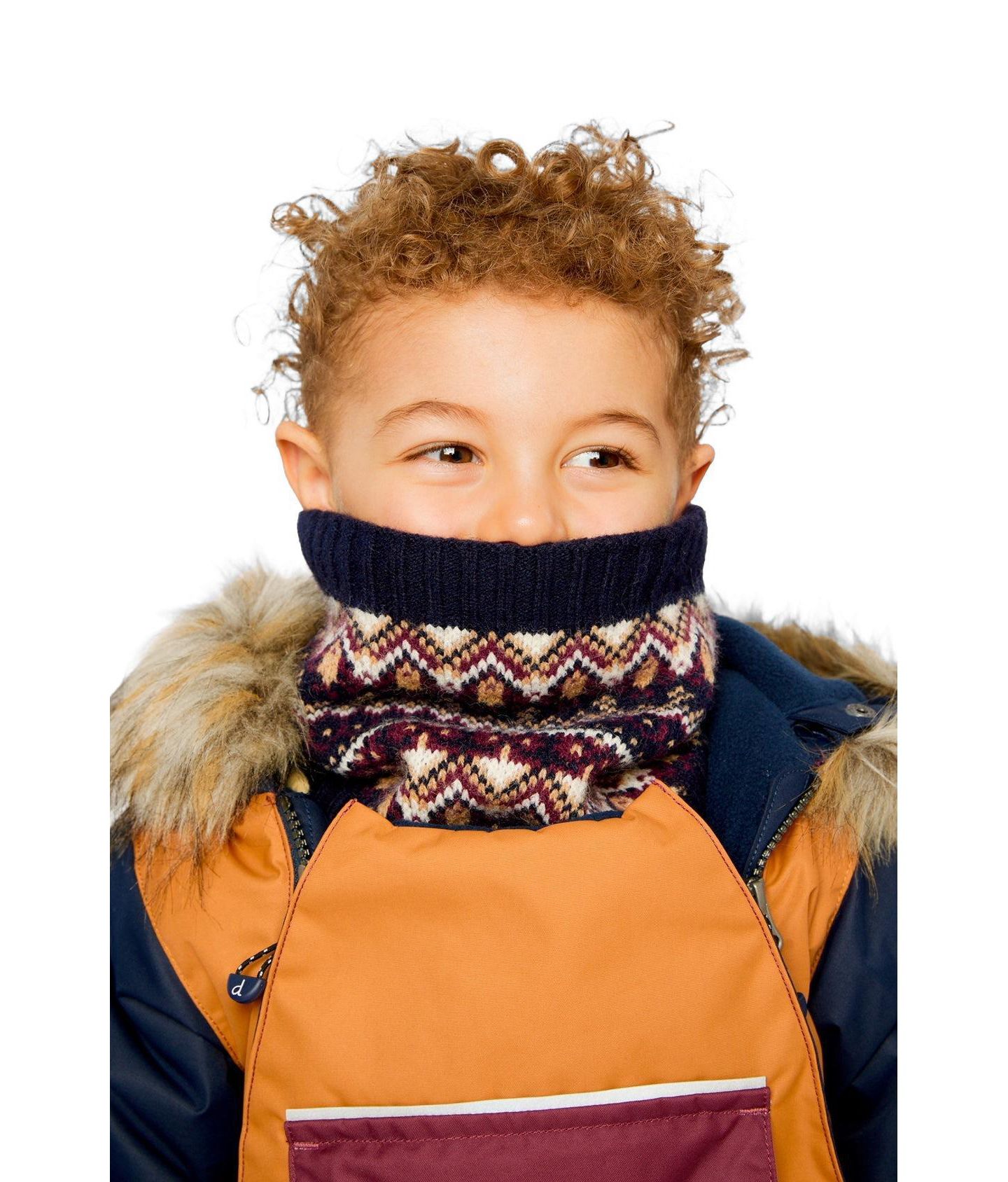 Deux par Deux Kid's (7-12) Winter Knit Neckwarmer, цвет: Синий / Красный — фото 2