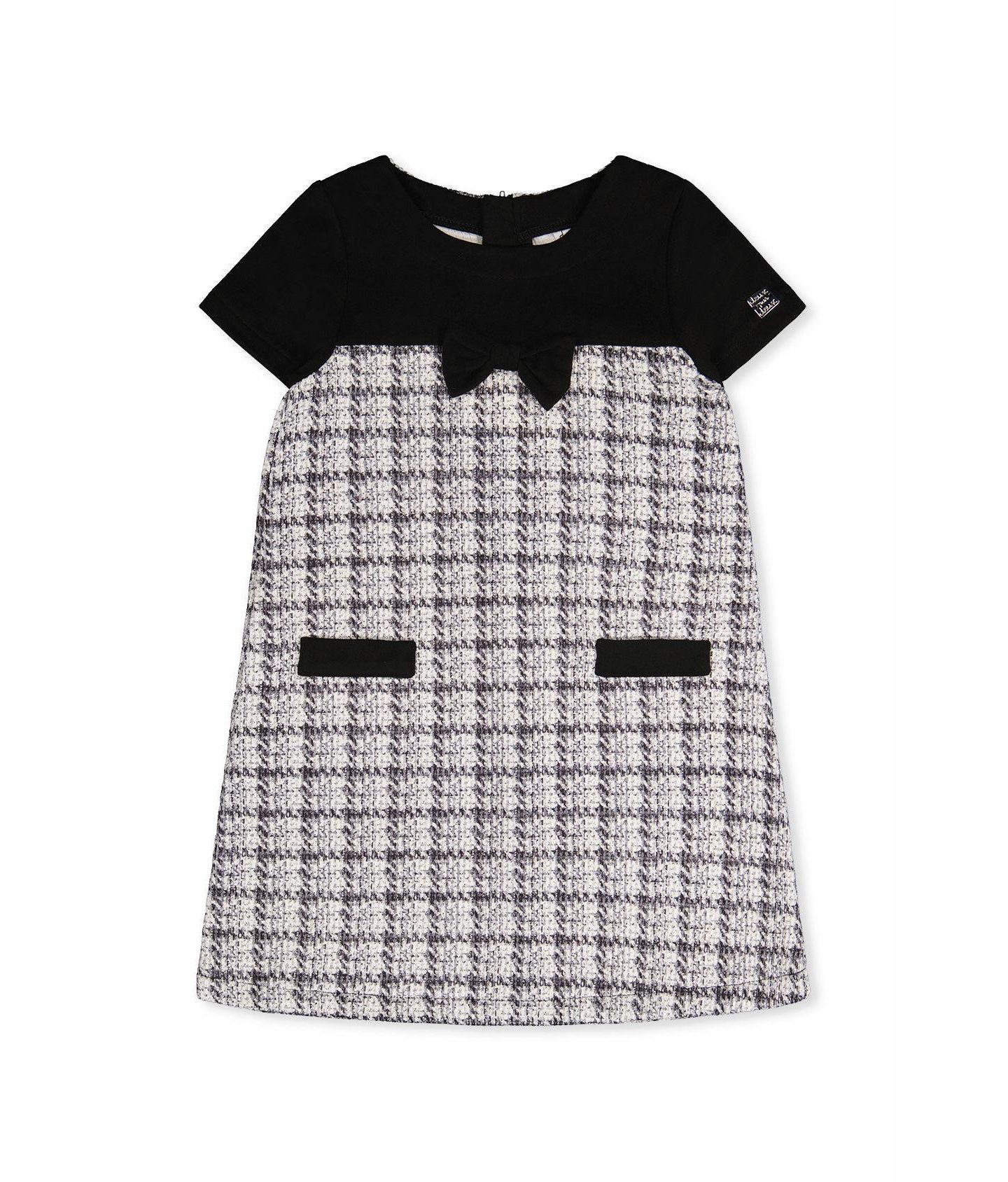 Платье Deux par Deux Sleeveless Knitwear A-Line Dress для девочек, цвет: Чёрный / Белый — фото 1