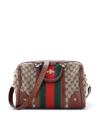 Medium Vintage Bee Web Boston Bag GG Canvas