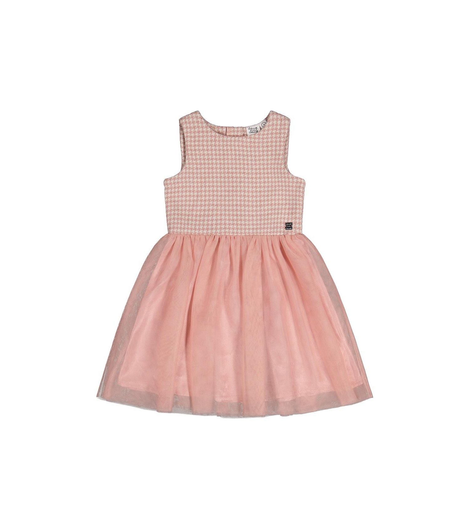 Little and Big Girl 6-14 Bi-Material Sleeveless Dress Houndstooth
