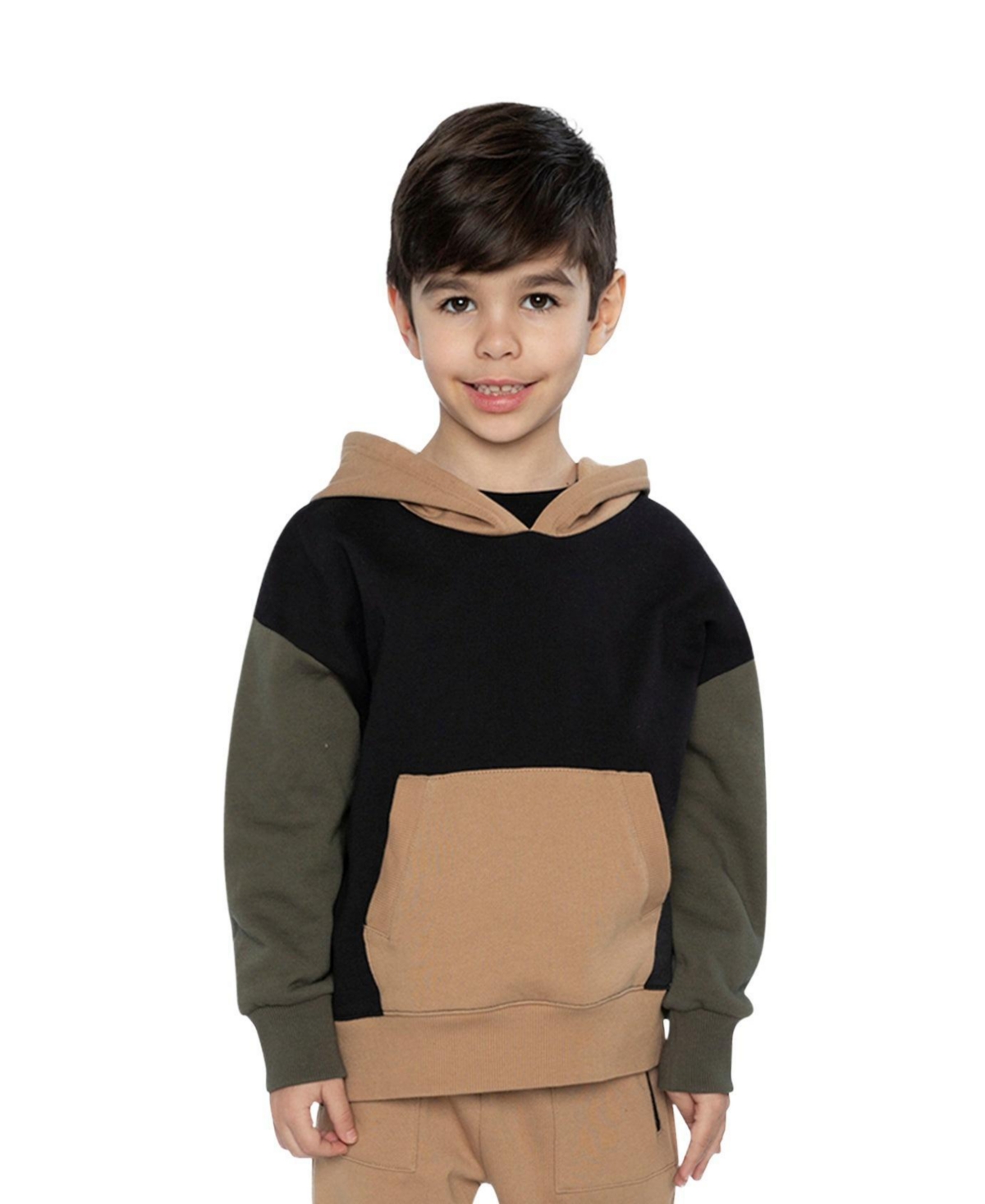 Deux par Deux Toddler Boy 2T - 5T Hooded Colorblock Fleece Cardigan