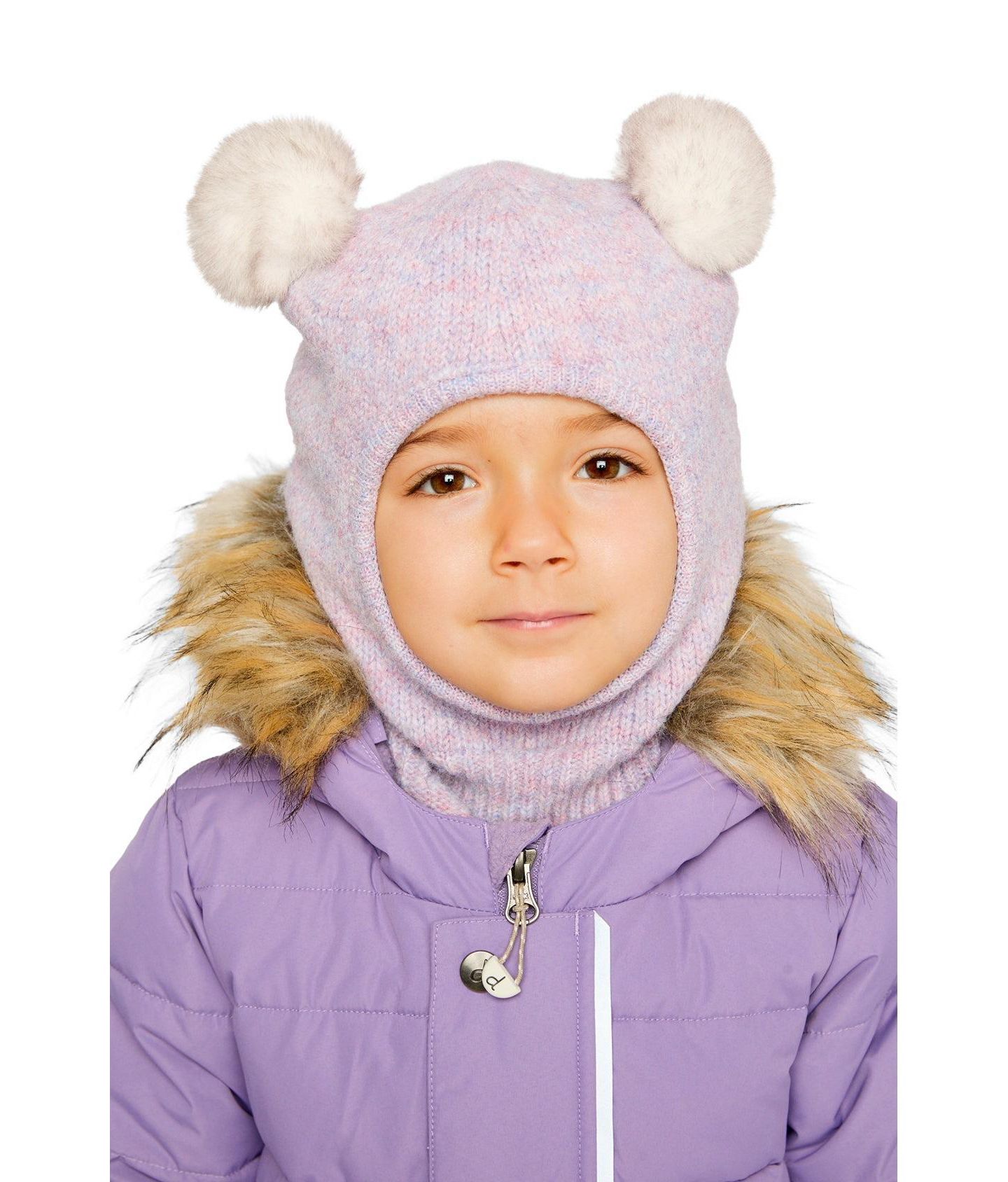 Deux par Deux Little and Big Girl 5-7 Knit Bear Balaclava Lavender, цвет: Лавандовый — фото 2
