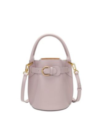 Blair Leather Small Bucket Bag  Women's Crossbody Purse with Belt Drawstring