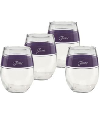 Lavender Frame Stemless Wine Glasses, Set of 4
