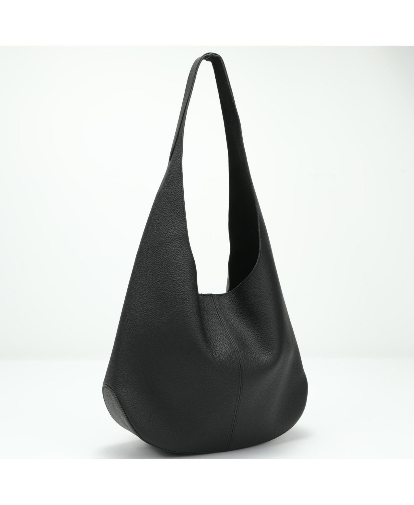 Женская сумка SUSU Arc Leather Crescent Hobo Bag Soft Pebbled Shoulder Bag Casual Slouchy Handbag, цвет: Чёрный — фото 2