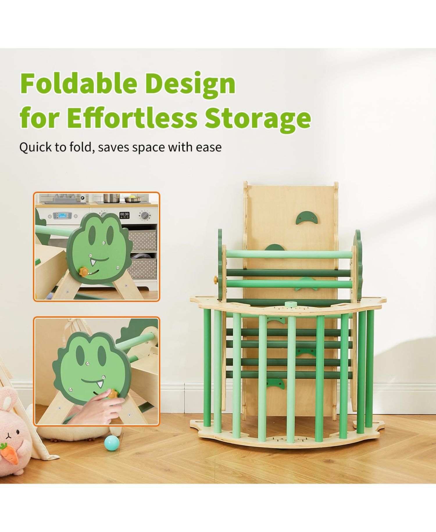 72.8 x 20.5 x 22.8 Inch Kids Climbing Frame Engineered Wood Toddler Indoor Play Gym Climbing Arch for Physical Fun, Wooden Frame