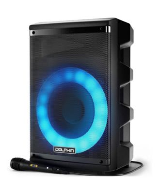 Dolphin Bluetooth Karaoke Party Speaker System with Dynamic Spin LED Lights and Microphone