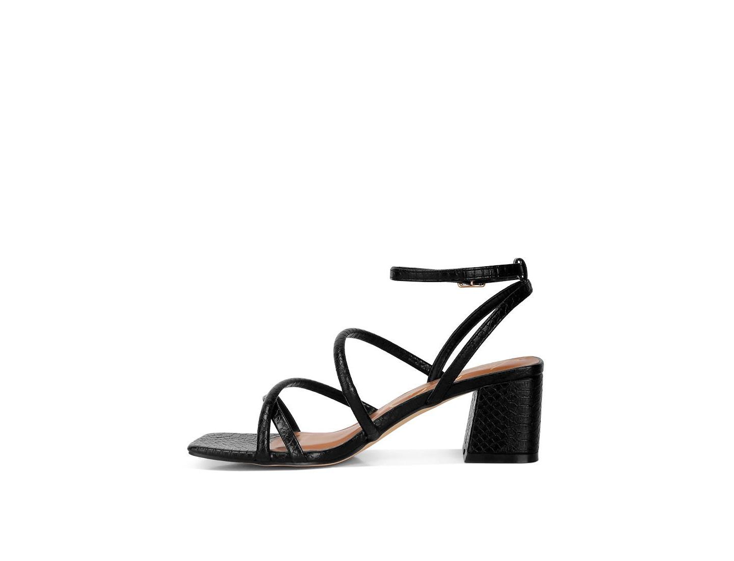 Женские сандалии London Rag Right pose faux leather block heel, цвет: Чёрный — фото 7