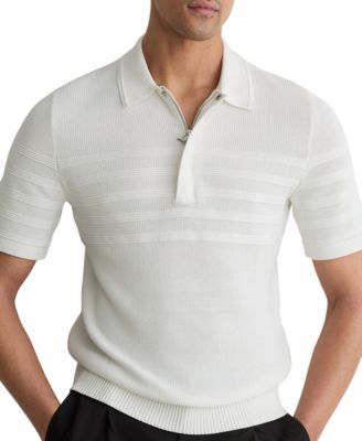 Men's Falklands Cotton-Blend Textured-Knit Half-Zip Polo Shirt