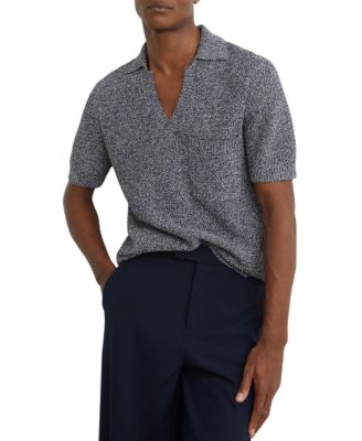 Men's Owen Speckle-Knit Open-Collar Polo Shirt