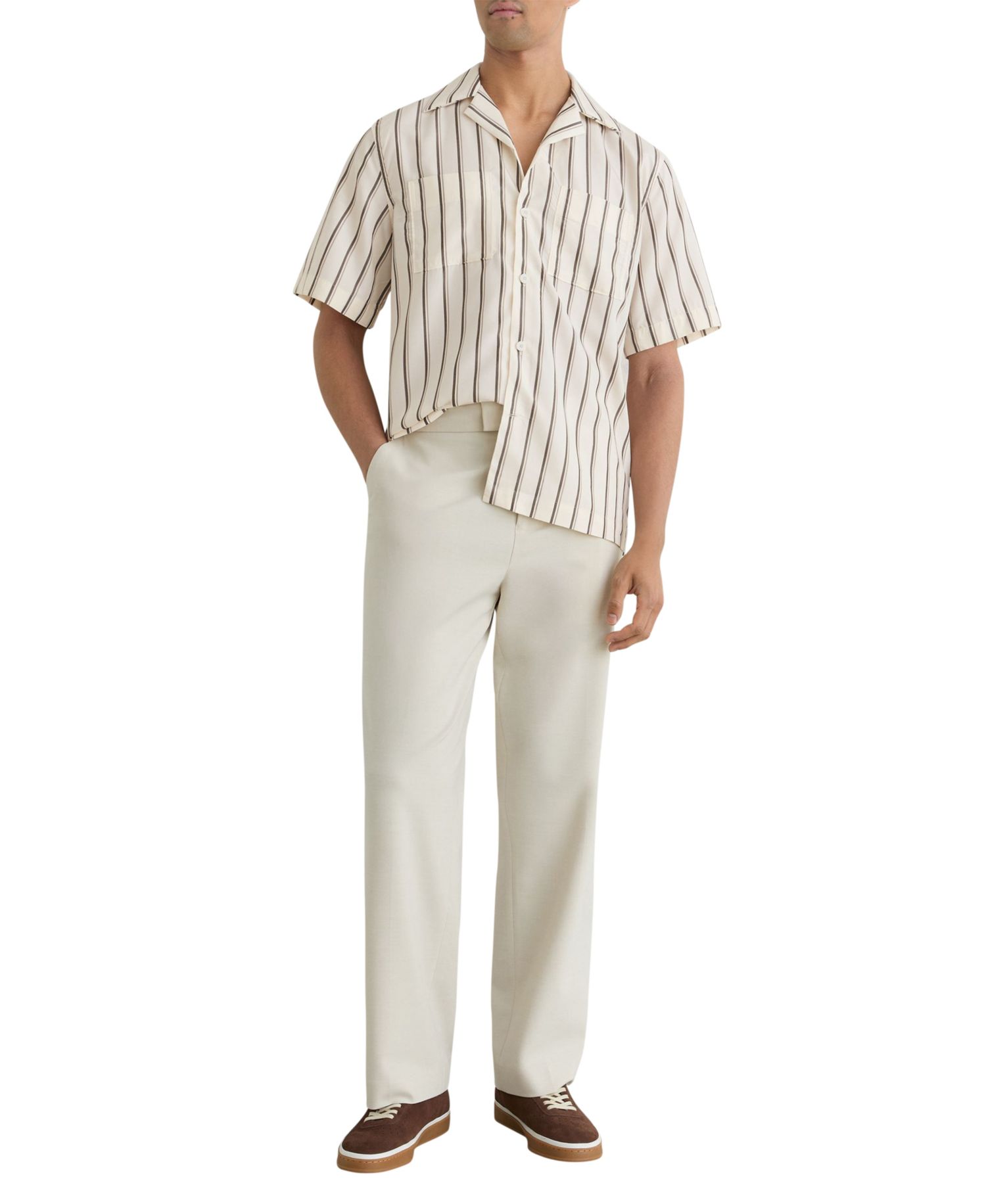 Men's Saint Lyocell Stripe Relaxed Cuban-Collar Shirt