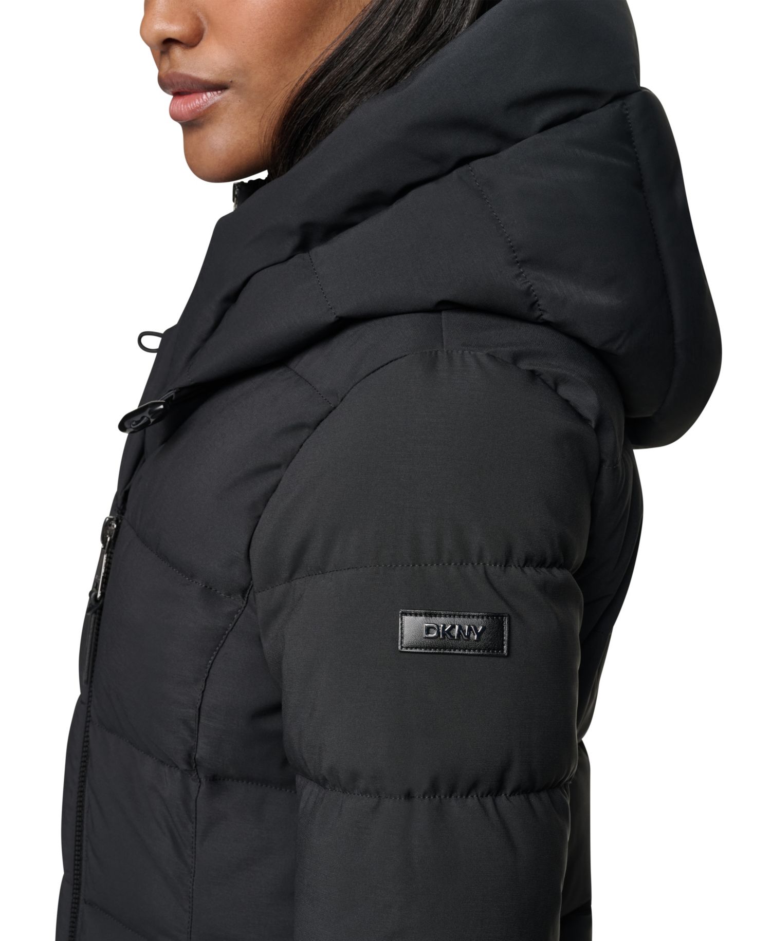 Women's Bibbed Shawl Collar Hooded Puffer Coat