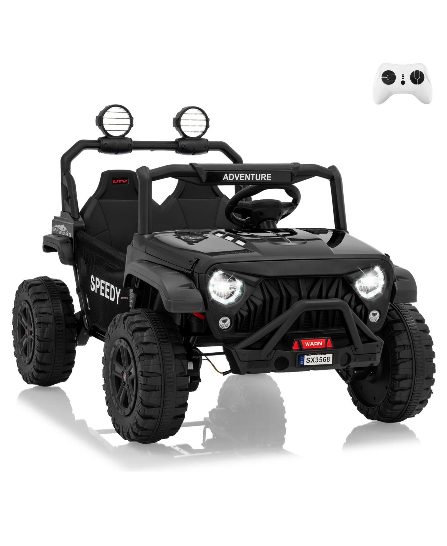 Детская игрушка homfan 24V Kids Electric Ride-On Car with Remote Control and LED Lights, 48.4"L x 31.1"W x 32.6"H, Metal Frame, Ages 3-6, цвет: Чёрный — фото 9