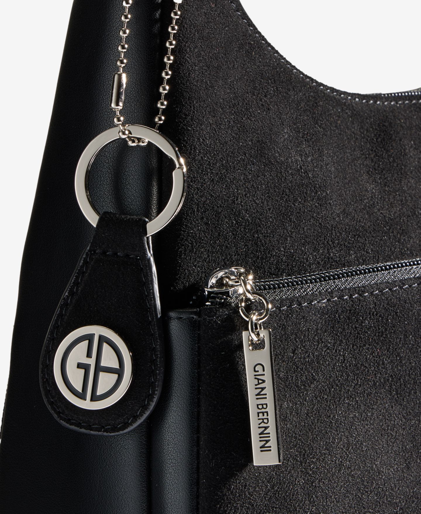 Женская сумка Giani Bernini Nappa Suede Combo Hobo, цвет: Чёрный — фото 3