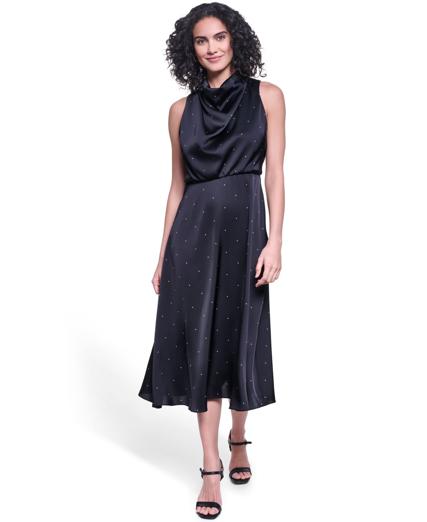 Women's Halter Cowl Neck A-Line Midi Dress