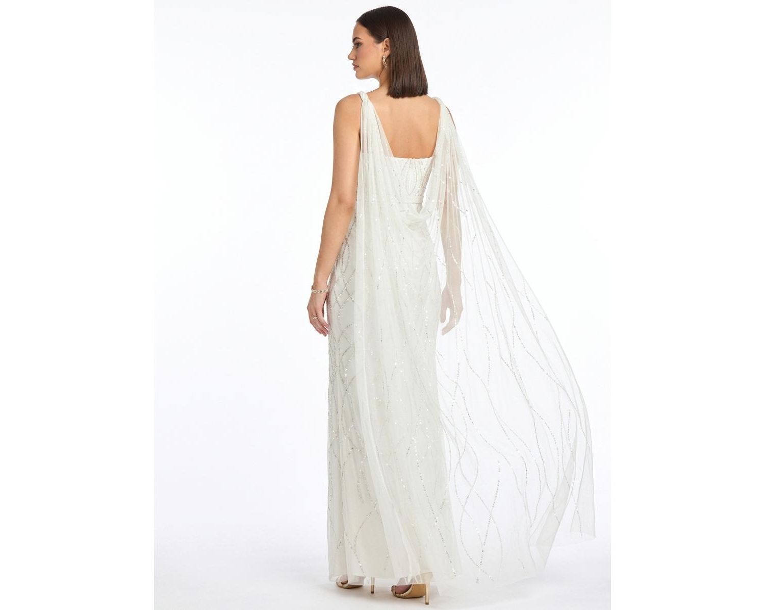 Women's Beaded Wedding Gown with Cape