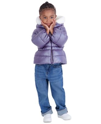 Toddler Girls' 2T-5T Pearlized Peplum Long-Sleeve Puffer Jacket