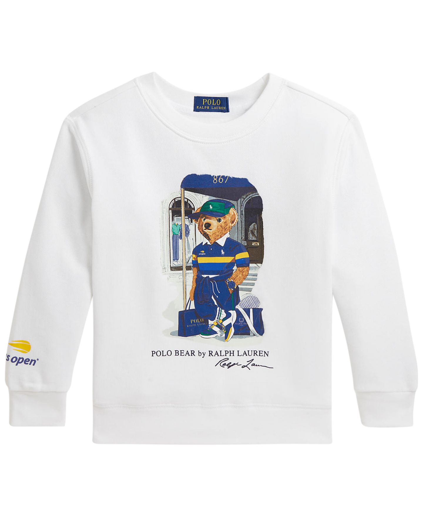 Свитшот Polo Ralph Lauren US Open Polo Bear Long-Sleeve Sweatshirt для мальчиков, цвет: Белый — фото 1