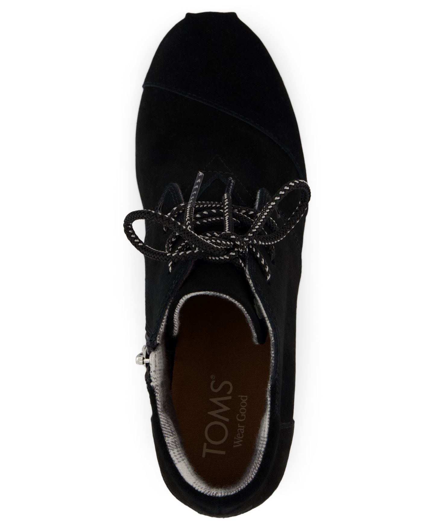 Женские ботинки TOMS Desert Wedge Plus Lace-Up Booties, цвет: Чёрный замшевый — фото 4
