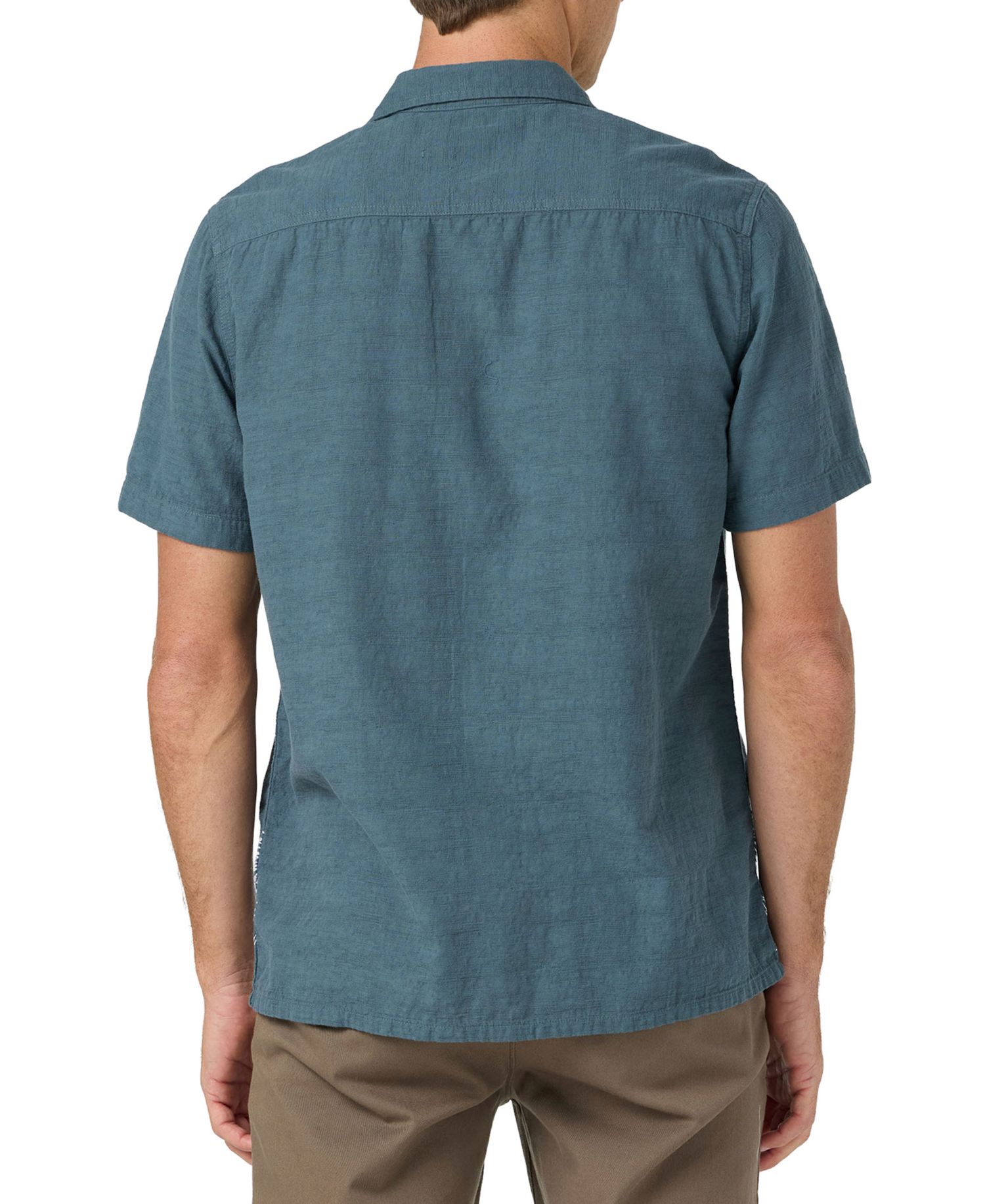 Men's Flat Hem Palm Embroidery Collared Shirt