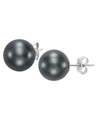 Saltwater Tahitian Pearl (9-10mm) Stud Earrings in 14k White Gold