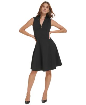 Petite Notch Collar Fit & Flare Dress