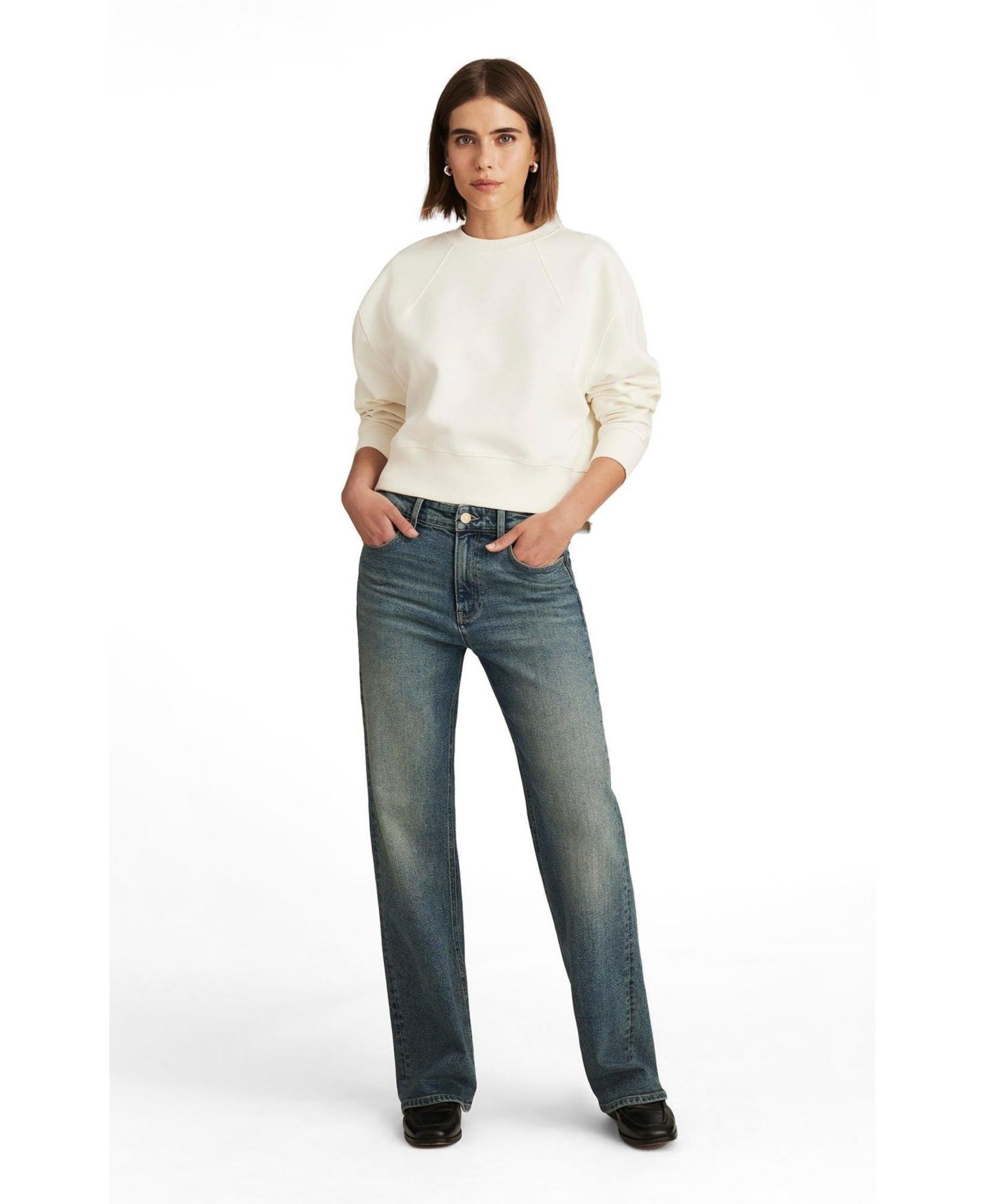 Women's Taylor High Rise Straight Leg In Mid Used Gold Premium