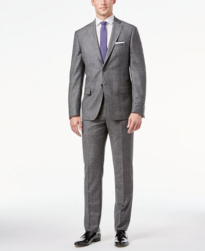 DKNY Men's Gray Donegal Slim-Fit Suit