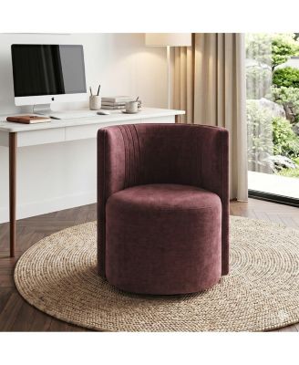 Upholstered Desk Chair for Office, Textured Barrel Office Chair, Tub Seat with Hidden Casters, Curved Back
