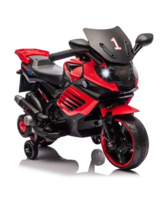 6V Battery Powered Ride-On Motorcycle Toy, 3-Wheel Stable Design, Training Wheels, Headlight, Horn and Music, Realistic Motorbike, Outdoor Play