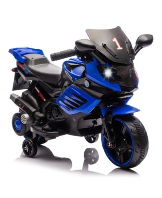 6V Battery Powered Ride-On Motorcycle Toy, 3-Wheel Stable Design, Training Wheels, Headlight, Horn and Music, Realistic Motorbike, Outdoor Play