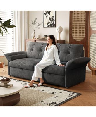 81.5" 2-in-1 Convertible Sleeper Sofa Bed, Multifunctional Plush Couch with Pull Out Bed