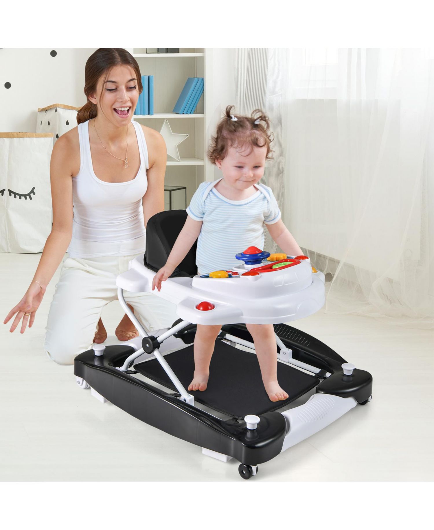 Toddler Baby Walker 6-in-1 Foldable Design with Adjustable Height Support