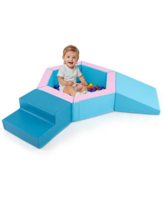 Toddler 3 Piece Baby Foam Climbing Blocks Set with 100 Ocean Balls for Climb and Crawl
