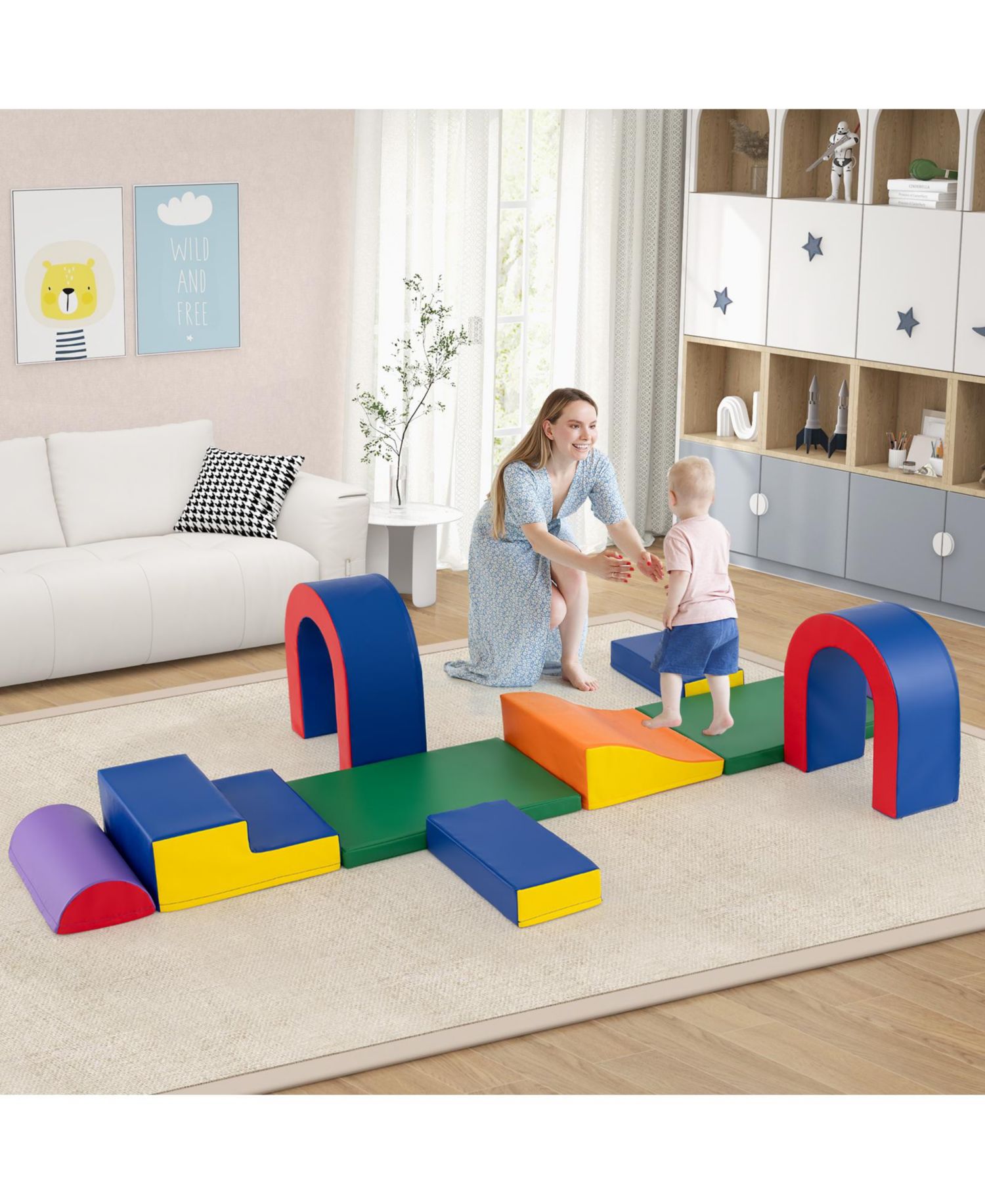 Kids 10-Piece Foam Climber Set with Soft PU Leather Covers