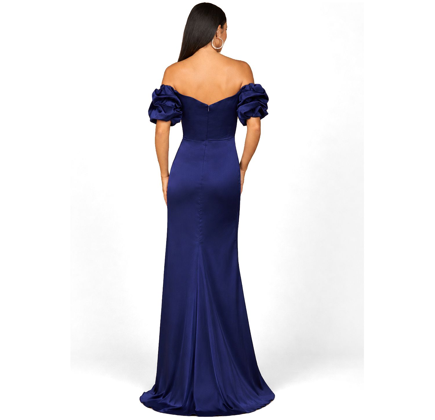 Women's Off Shoulder Satin Dress with Slit