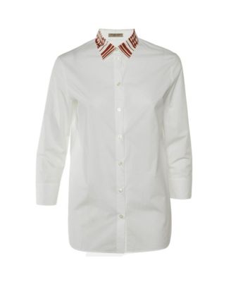 Women's Contrast Collar Cotton Shirt