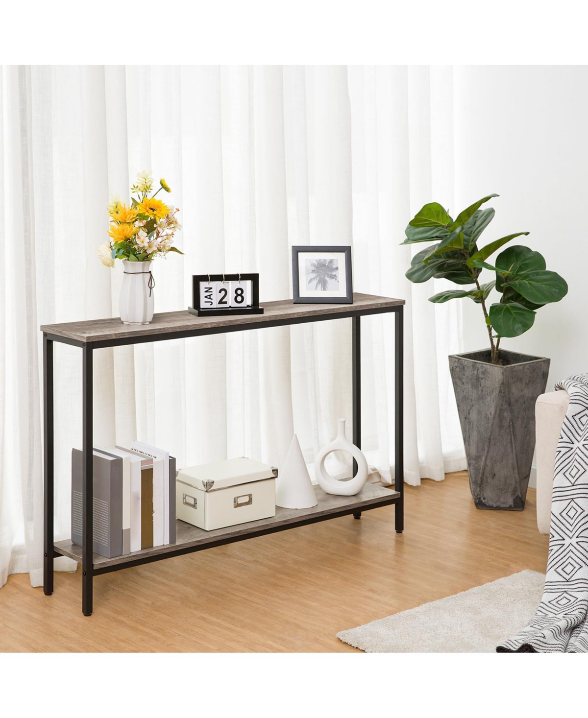 Slickblue Entryway Narrow Console Table with Open Storage Shelf