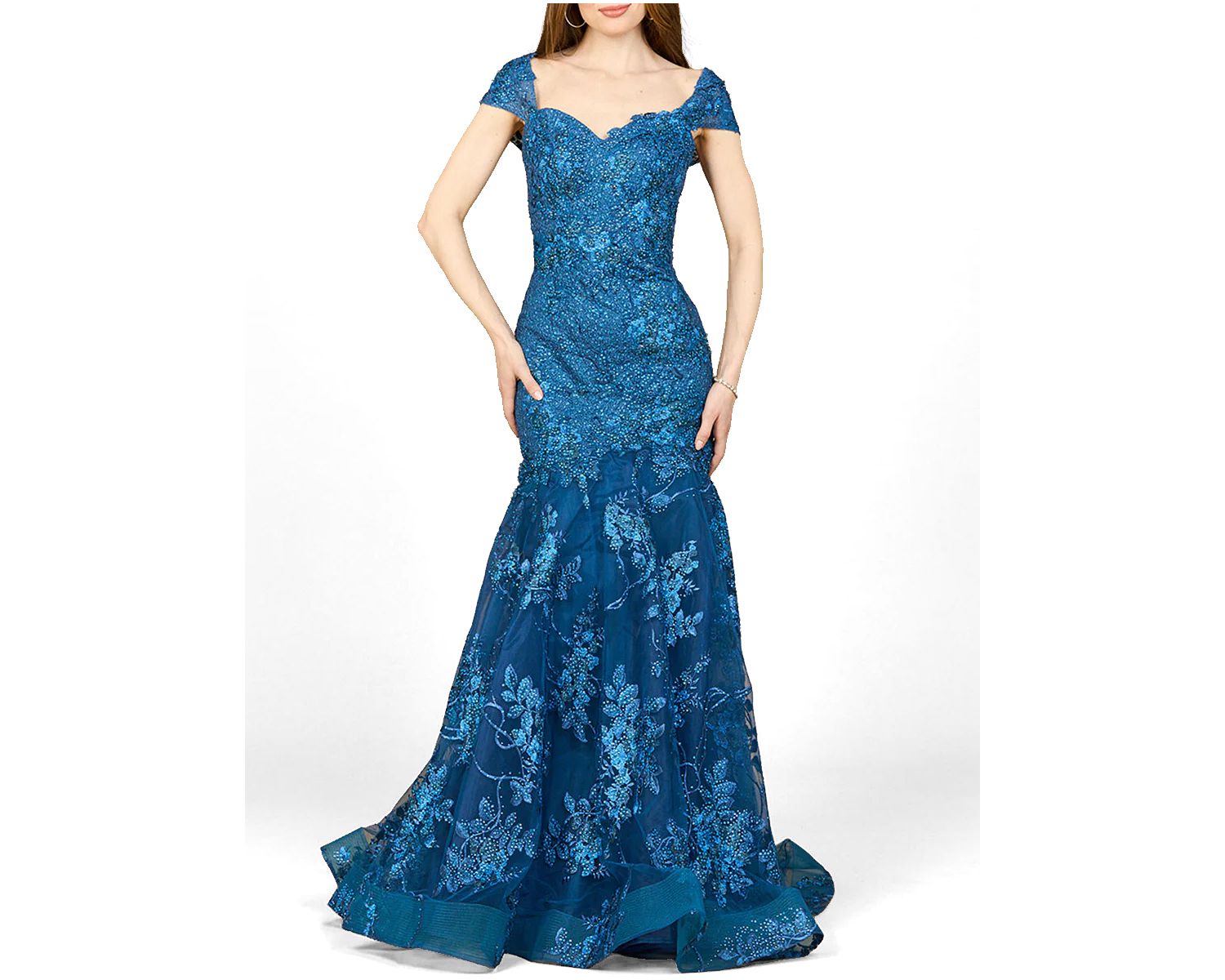Women's Cap Sleeve Mermaid Gown