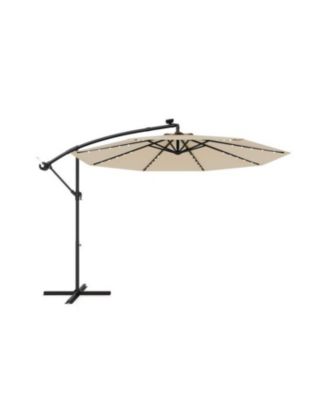  10 Feet Solar Offset Hanging Umbrella with 40 Lamp Beads and Solar Panel